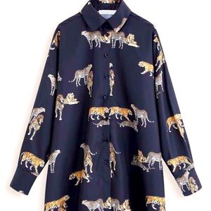 Chic Satin Shirt Dress - Size Large